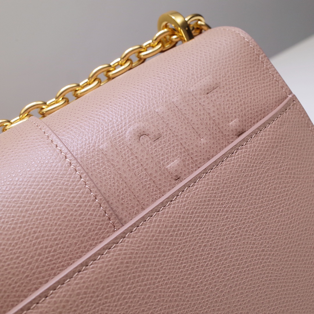 30 Montaigne Chain Bag Pink Grained Calfskin